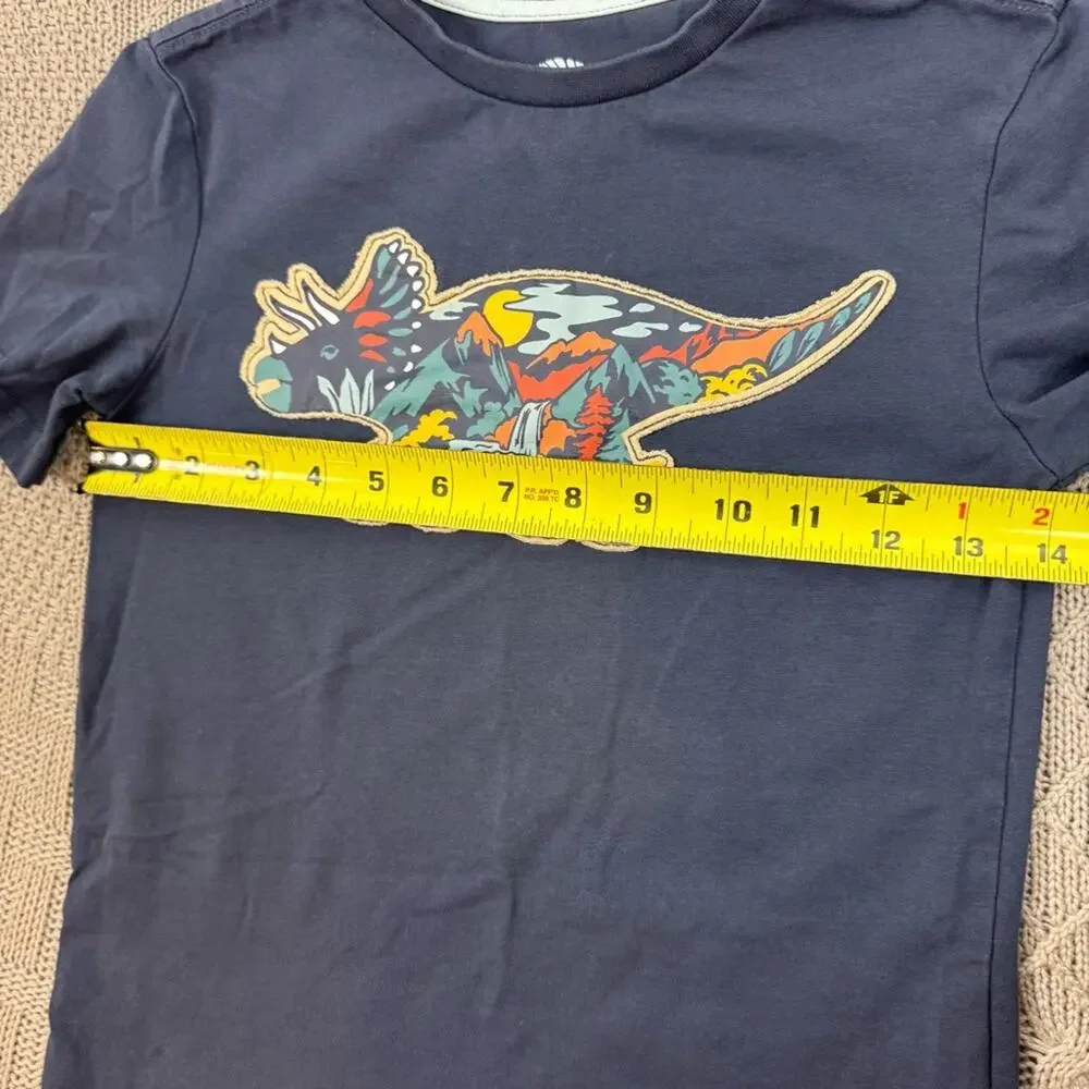 C & C California Kids Collection Blue Short Sleeve Tee with Dinosaur Graphic 7/8